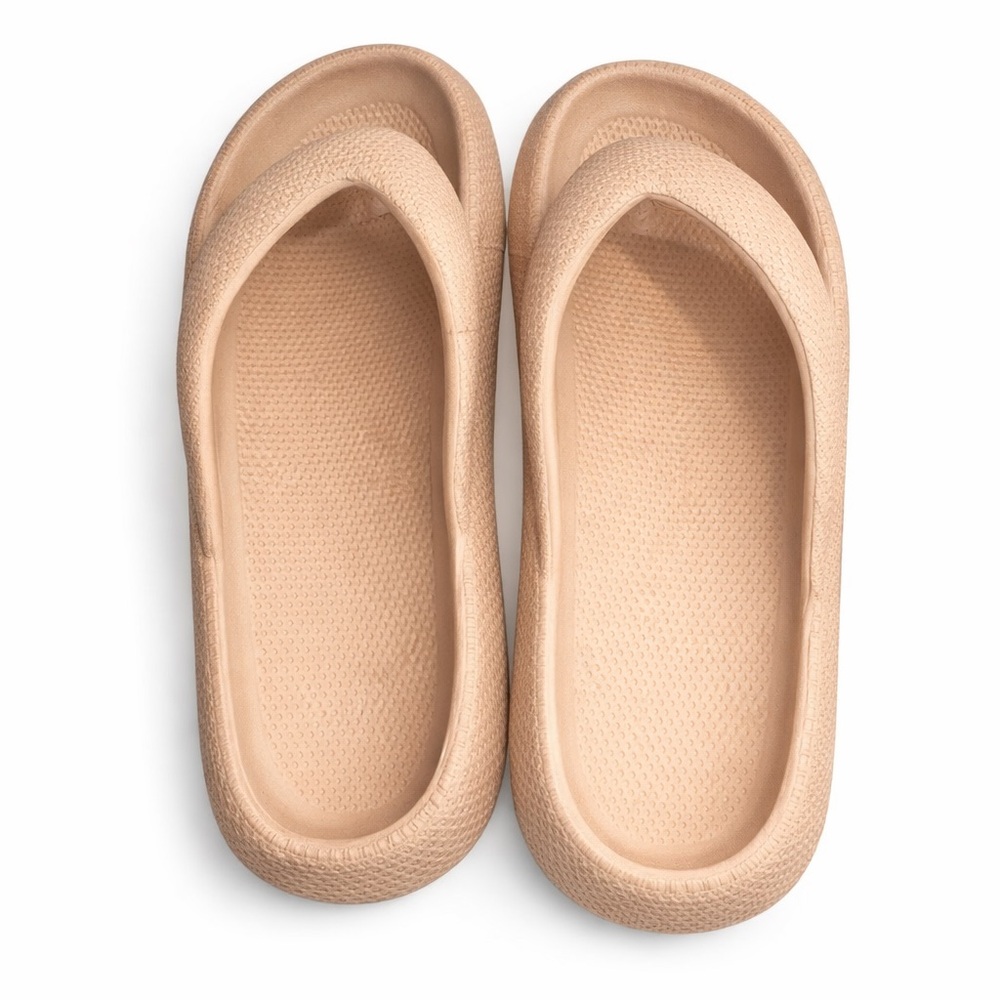 Women's Comfortable Slip On Slides Plush Pillow Sandals Beige Size 40-41